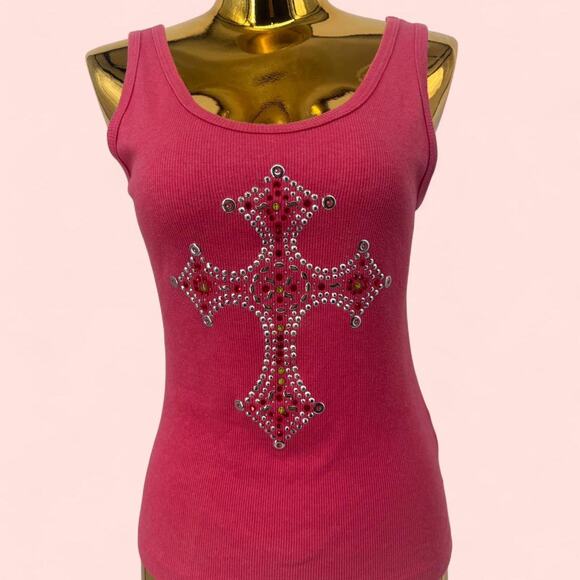 Hot pink ribbed tank - Picture 1 of 4